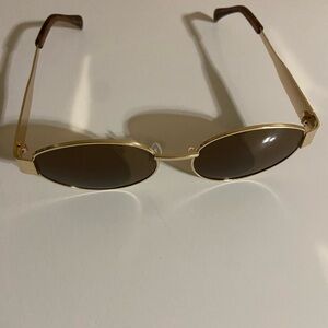 Gold Frame Sunglasses with Brown Lenses for Women